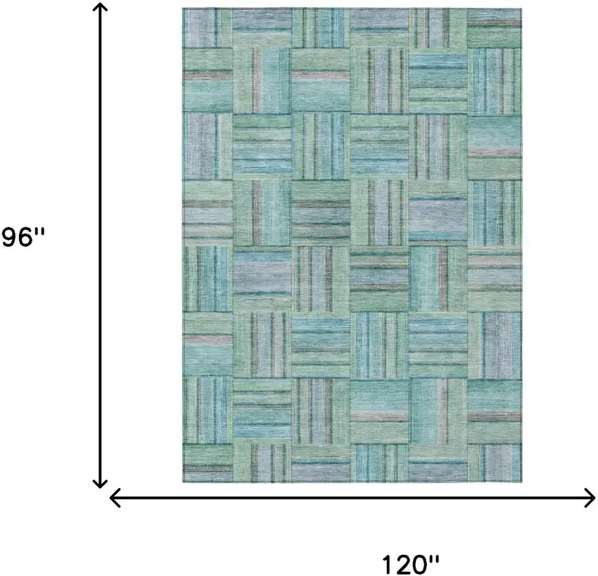 Teal Blue And Aqua Geometric Washable Indoor Outdoor Area Rug Photo 5