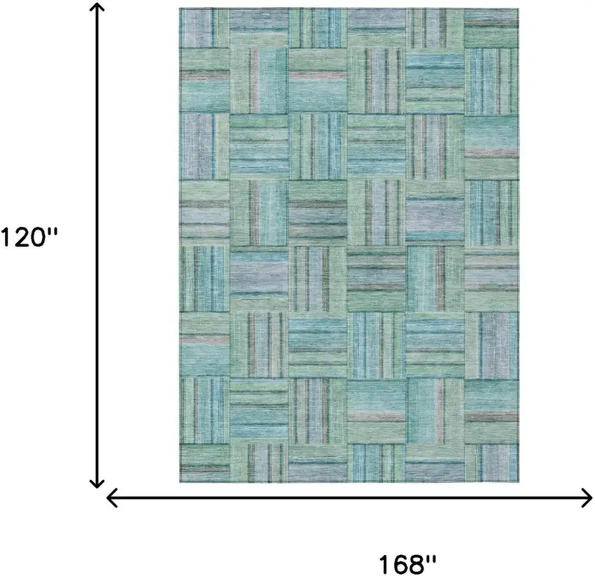 Teal Blue And Aqua Geometric Washable Indoor Outdoor Area Rug Photo 5