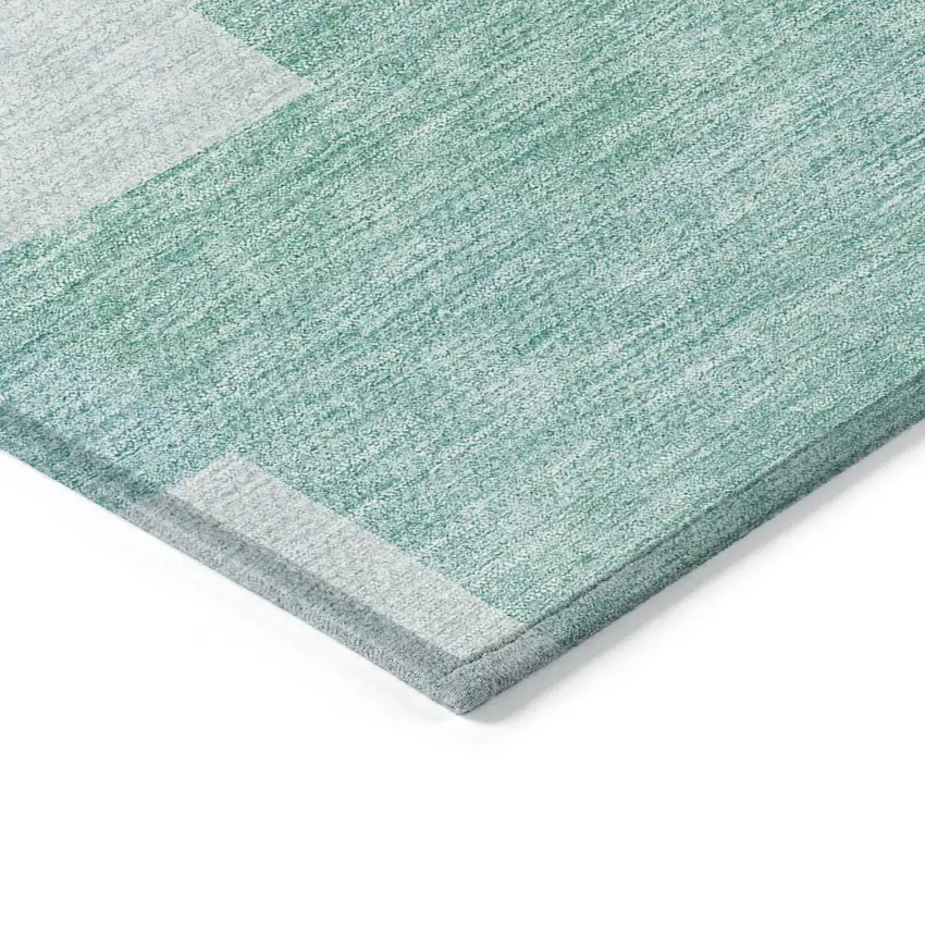 Teal Blue And Aqua Geometric Washable Indoor Outdoor Area Rug Photo 4