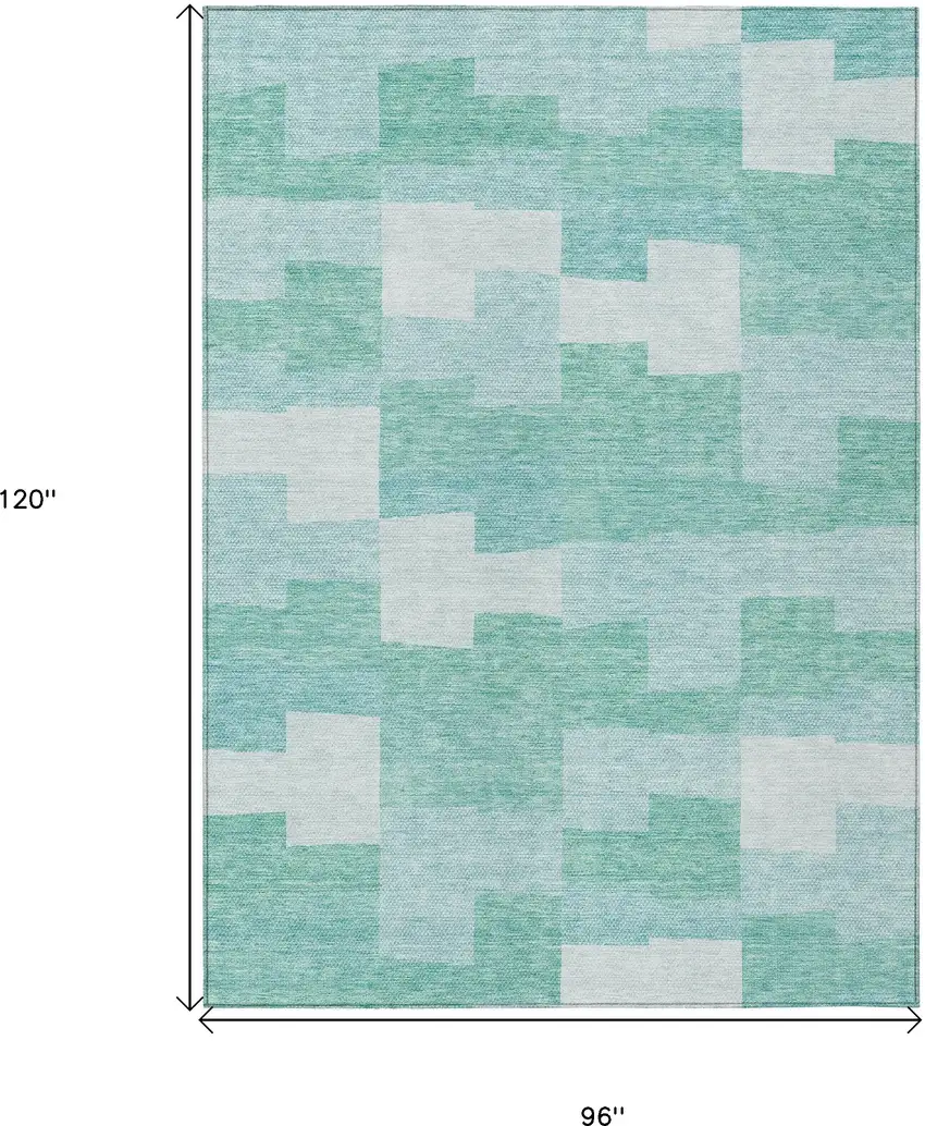 Teal Blue And Aqua Geometric Washable Indoor Outdoor Area Rug Photo 3