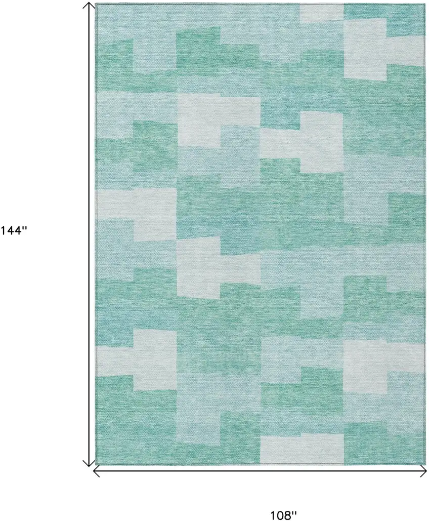 Teal Blue And Aqua Geometric Washable Indoor Outdoor Area Rug Photo 3