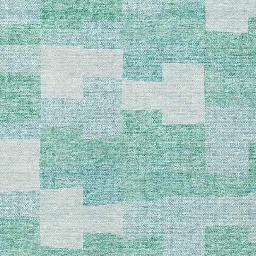 Teal Blue And Aqua Geometric Washable Indoor Outdoor Area Rug Photo 5