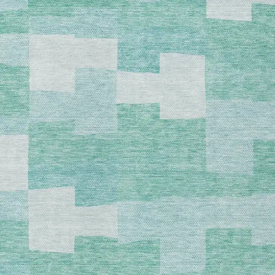 Teal Blue And Aqua Geometric Washable Indoor Outdoor Area Rug Photo 5