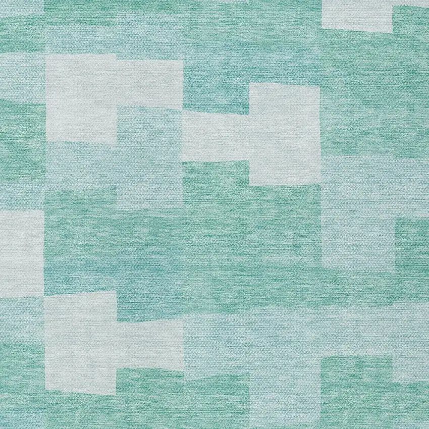 Teal Blue And Aqua Geometric Washable Indoor Outdoor Area Rug Photo 5