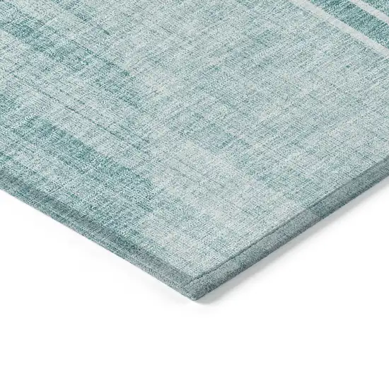 Teal Blue And Aqua Geometric Washable Indoor Outdoor Area Rug Photo 5