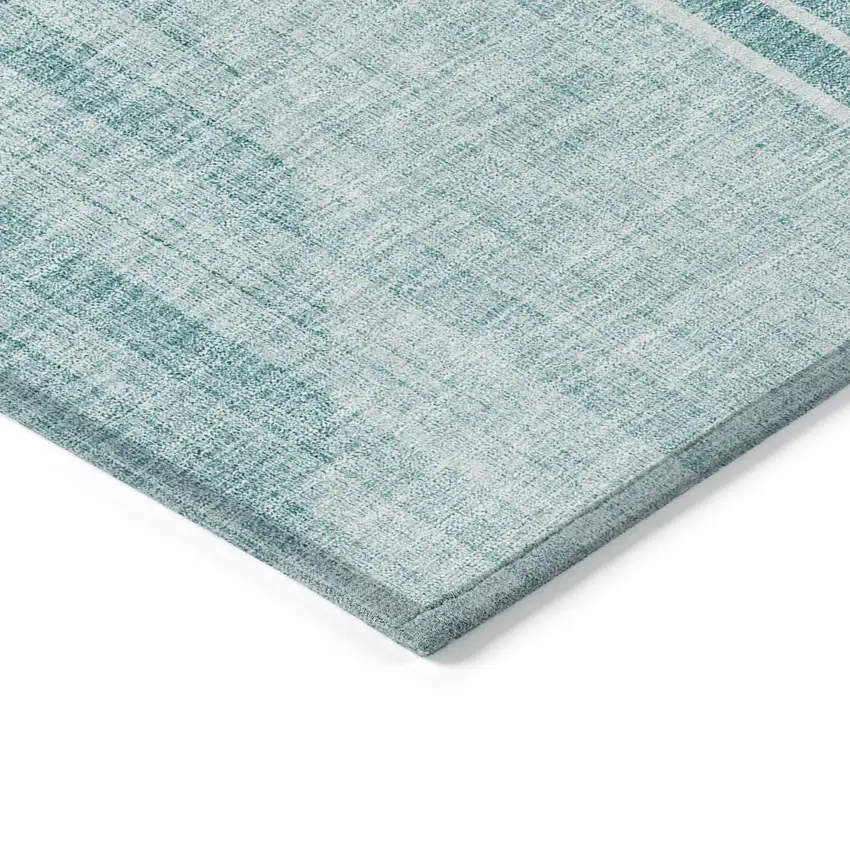 Teal Blue And Aqua Geometric Washable Indoor Outdoor Area Rug Photo 5