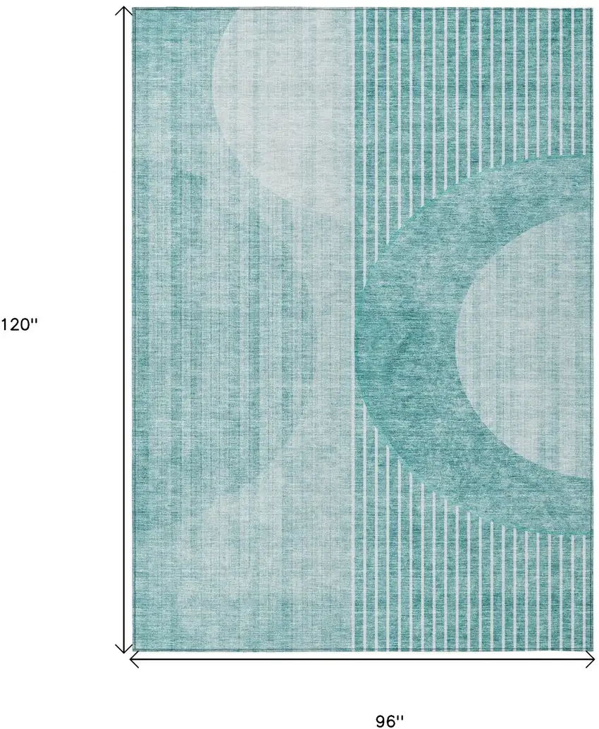 Teal Blue And Aqua Geometric Washable Indoor Outdoor Area Rug Photo 3