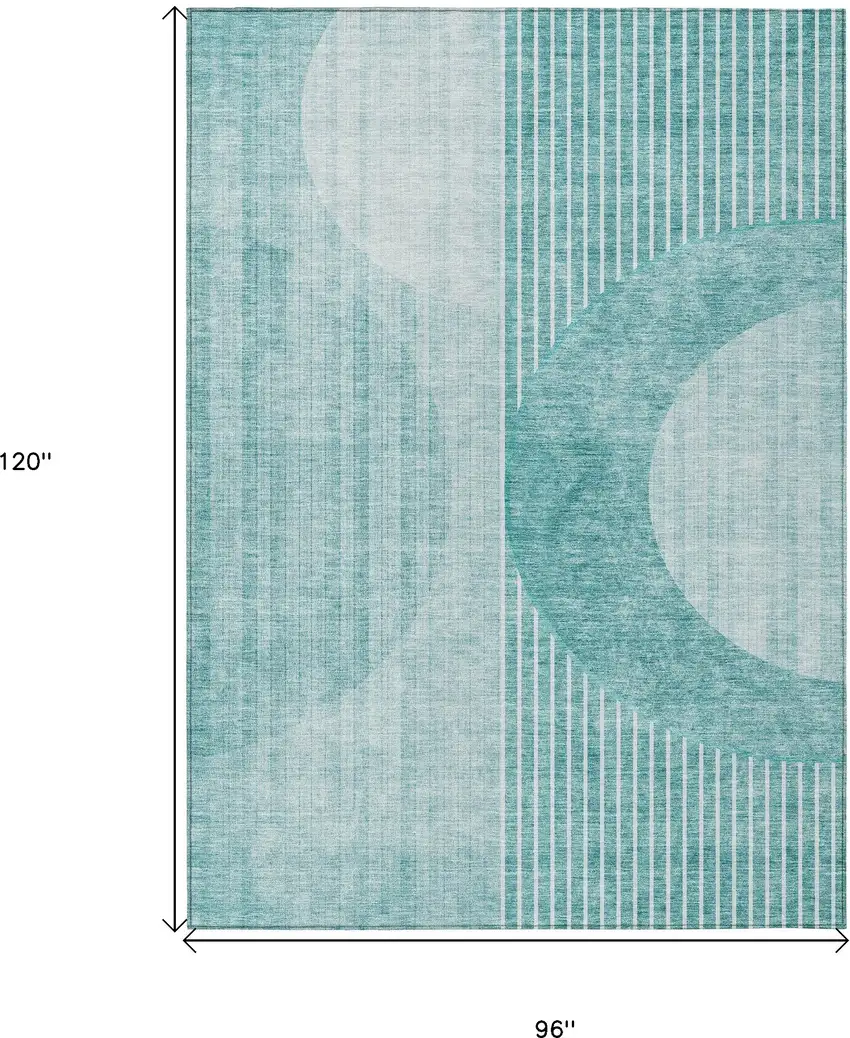 Teal Blue And Aqua Geometric Washable Indoor Outdoor Area Rug Photo 3
