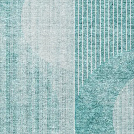 Teal Blue And Aqua Geometric Washable Indoor Outdoor Area Rug Photo 6