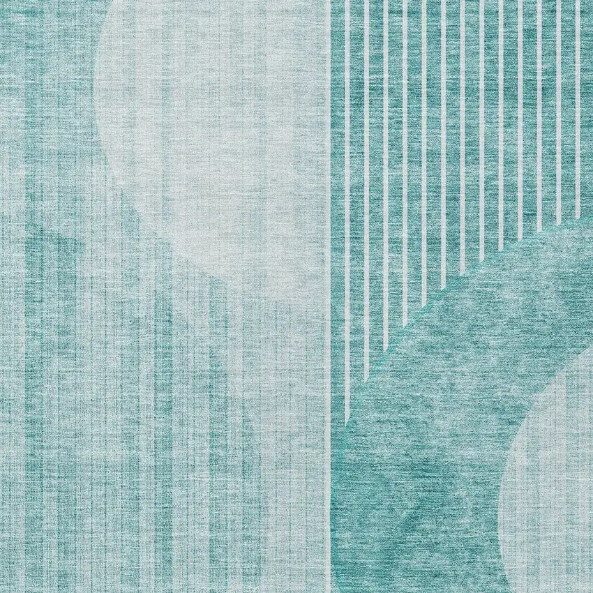 Teal Blue And Aqua Geometric Washable Indoor Outdoor Area Rug Photo 6