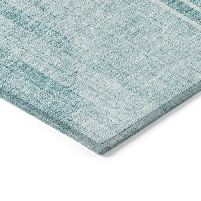 Teal Blue And Aqua Geometric Washable Indoor Outdoor Area Rug Photo 5