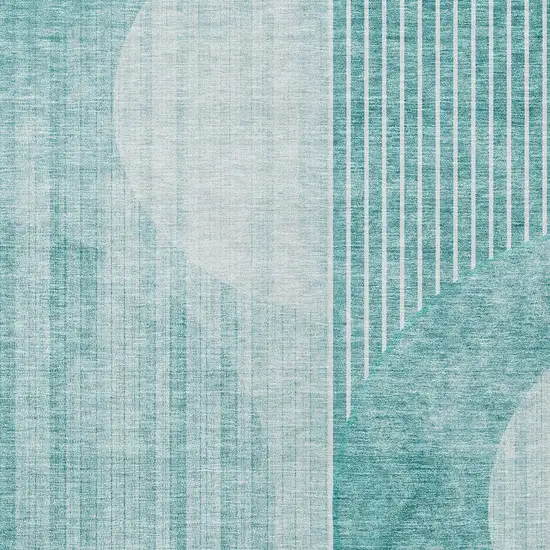 Teal Blue And Aqua Geometric Washable Indoor Outdoor Area Rug Photo 6