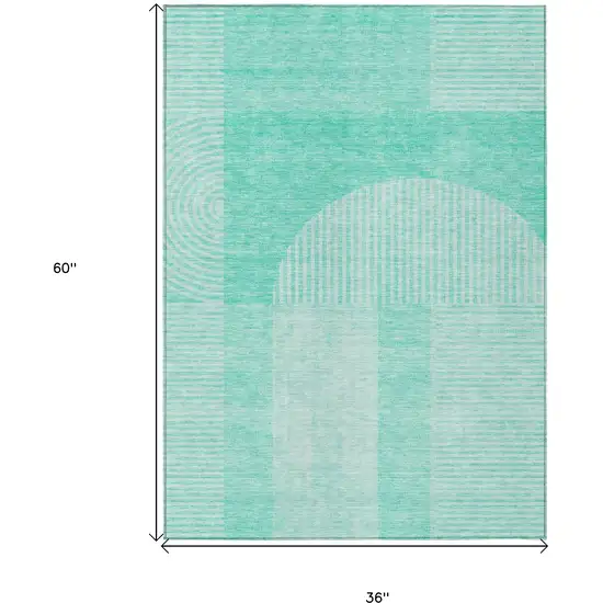 Teal Blue And Aqua Geometric Washable Indoor Outdoor Area Rug Photo 3