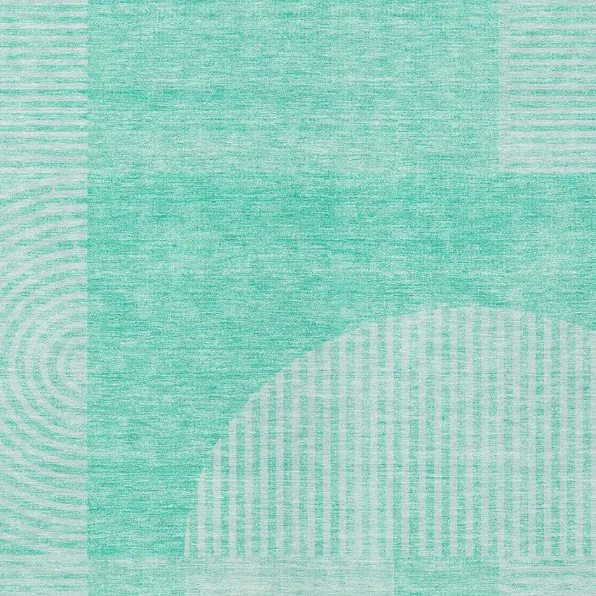 Teal Blue And Aqua Geometric Washable Indoor Outdoor Area Rug Photo 5