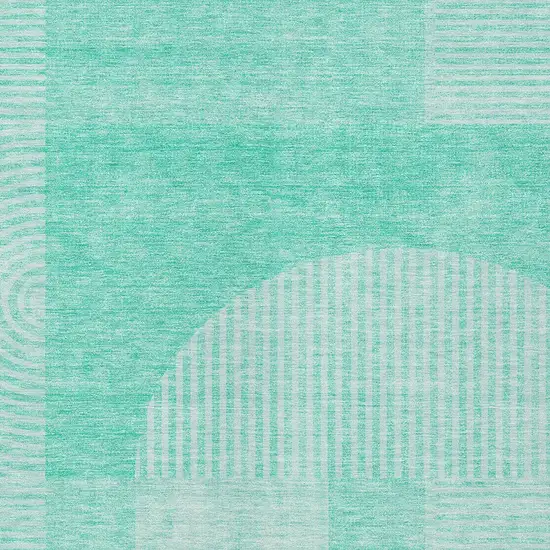 Teal Blue And Aqua Geometric Washable Indoor Outdoor Area Rug Photo 4