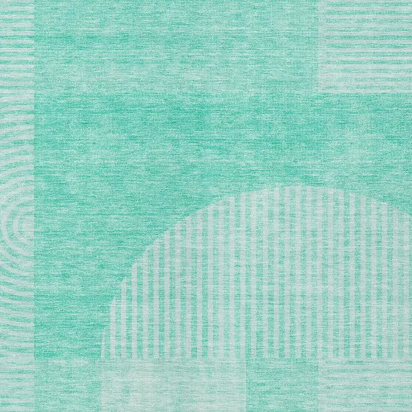 Teal Blue And Aqua Geometric Washable Indoor Outdoor Area Rug Photo 4