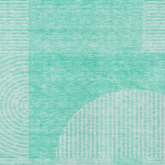 Teal Blue And Aqua Geometric Washable Indoor Outdoor Area Rug Photo 5