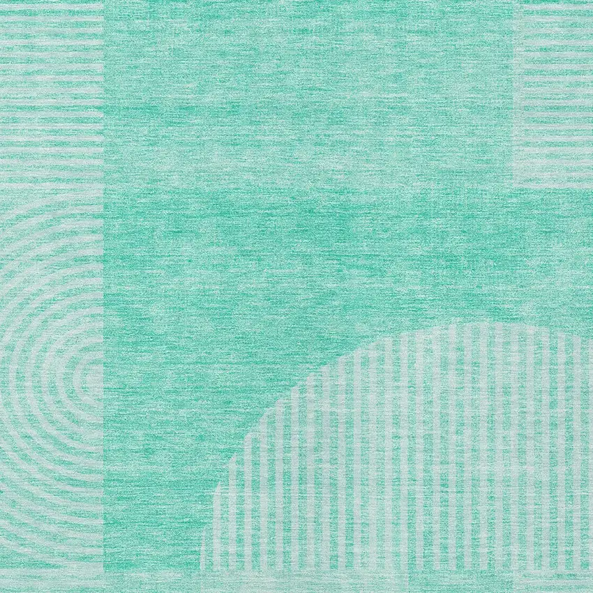 Teal Blue And Aqua Geometric Washable Indoor Outdoor Area Rug Photo 5