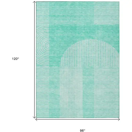 Teal Blue And Aqua Geometric Washable Indoor Outdoor Area Rug Photo 3