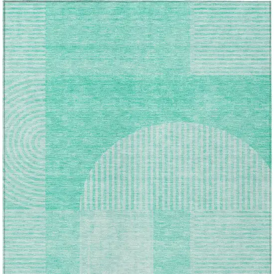 Teal Blue And Aqua Geometric Washable Indoor Outdoor Area Rug Photo 4