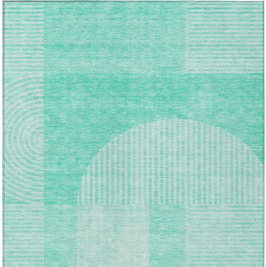 Teal Blue And Aqua Geometric Washable Indoor Outdoor Area Rug Photo 4