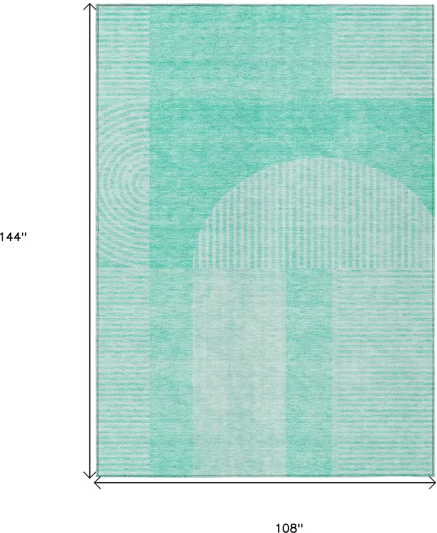 Teal Blue And Aqua Geometric Washable Indoor Outdoor Area Rug Photo 3