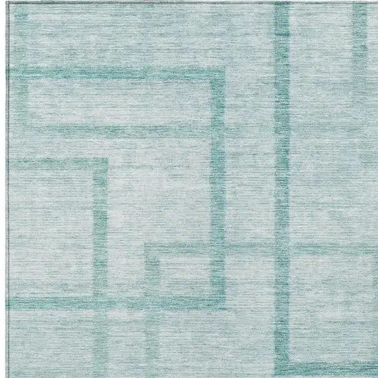 Teal Blue And Aqua Geometric Washable Indoor Outdoor Area Rug Photo 6
