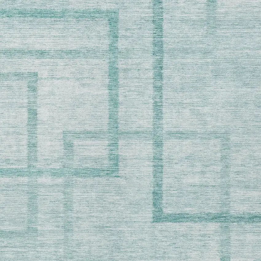 Teal Blue And Aqua Geometric Washable Indoor Outdoor Area Rug Photo 6