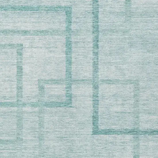 Teal Blue And Aqua Geometric Washable Indoor Outdoor Area Rug Photo 6