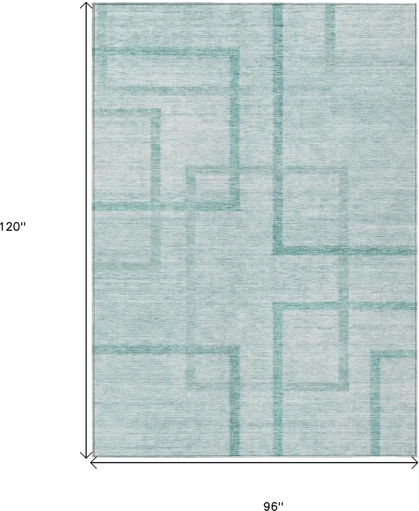 Teal Blue And Aqua Geometric Washable Indoor Outdoor Area Rug Photo 3