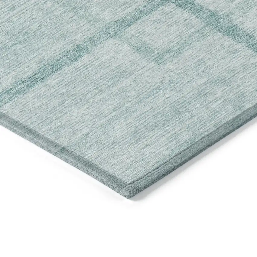 Teal Blue And Aqua Geometric Washable Indoor Outdoor Area Rug Photo 5