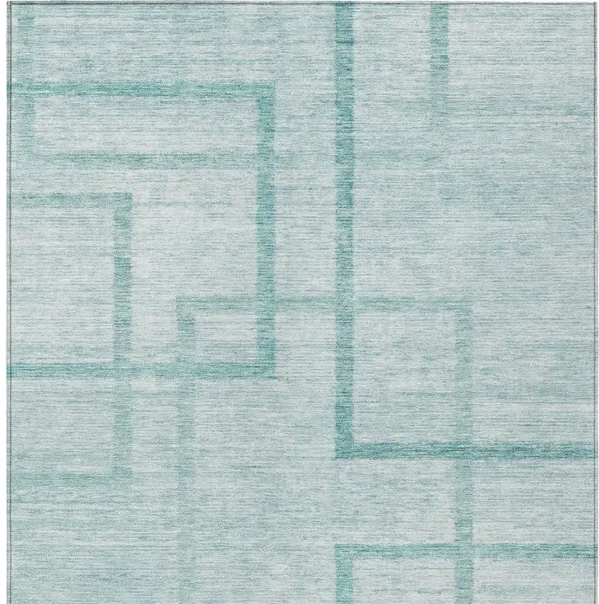 Teal Blue And Aqua Geometric Washable Indoor Outdoor Area Rug Photo 7