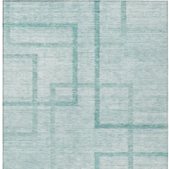 Teal Blue And Aqua Geometric Washable Indoor Outdoor Area Rug Photo 7