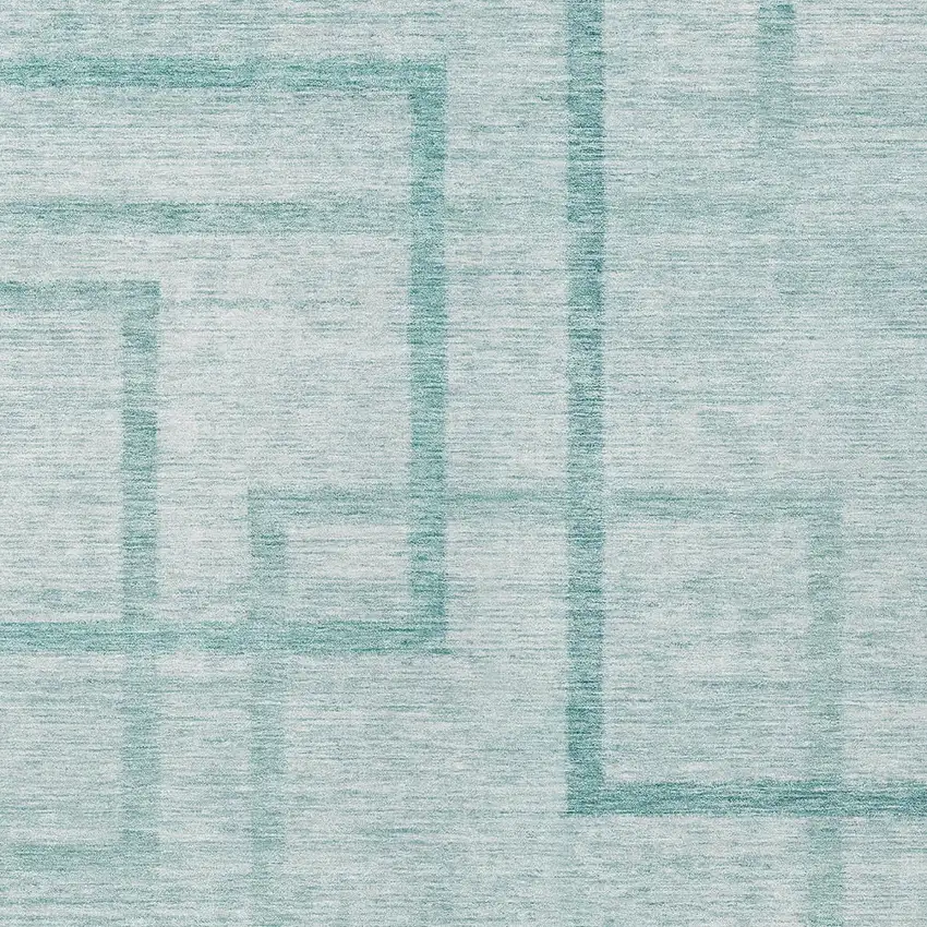 Teal Blue And Aqua Geometric Washable Indoor Outdoor Area Rug Photo 6