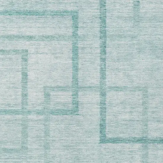 Teal Blue And Aqua Geometric Washable Indoor Outdoor Area Rug Photo 6