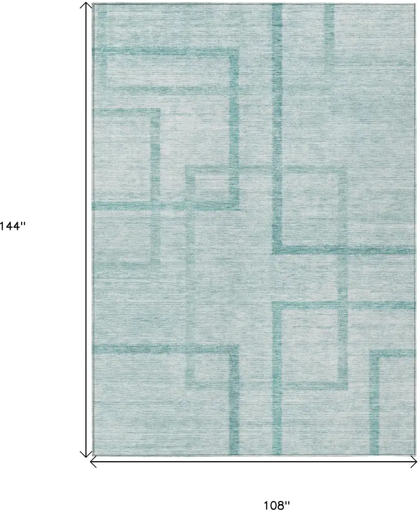 Teal Blue And Aqua Geometric Washable Indoor Outdoor Area Rug Photo 3