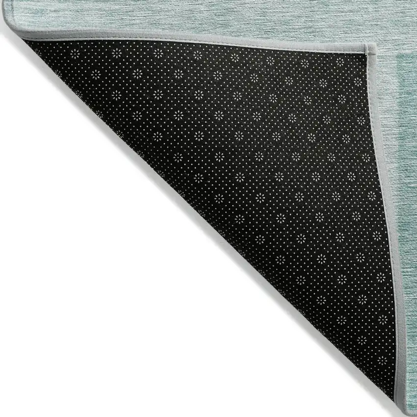 Teal Blue And Aqua Geometric Washable Indoor Outdoor Area Rug Photo 4