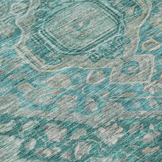 Teal Blue And Aqua Medallion Washable Indoor Outdoor Area Rug Photo 8