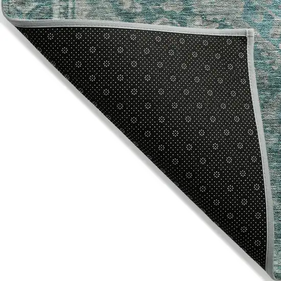 Teal Blue And Aqua Medallion Washable Indoor Outdoor Area Rug Photo 7