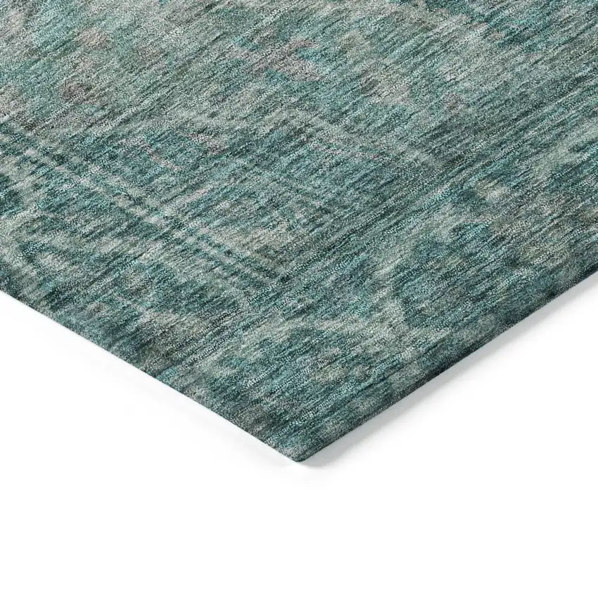 Teal Blue And Aqua Medallion Washable Indoor Outdoor Area Rug Photo 9