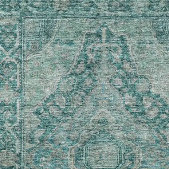 Teal Blue And Aqua Medallion Washable Indoor Outdoor Area Rug Photo 3