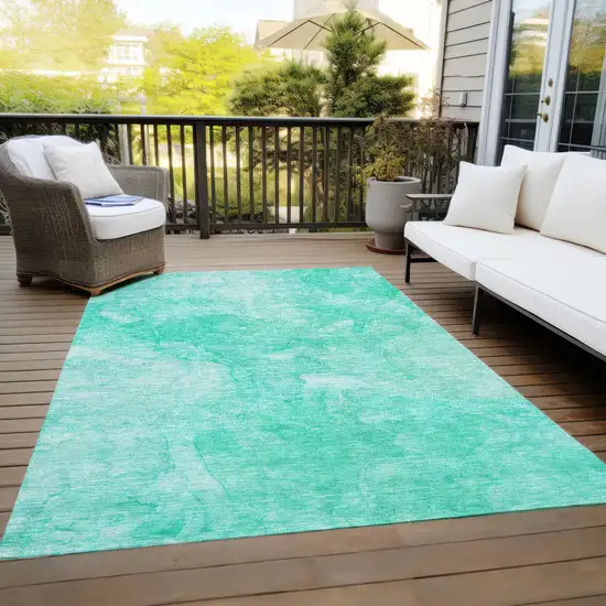 Teal Blue And Aqua Nautical Washable Indoor Outdoor Area Rug Photo 9