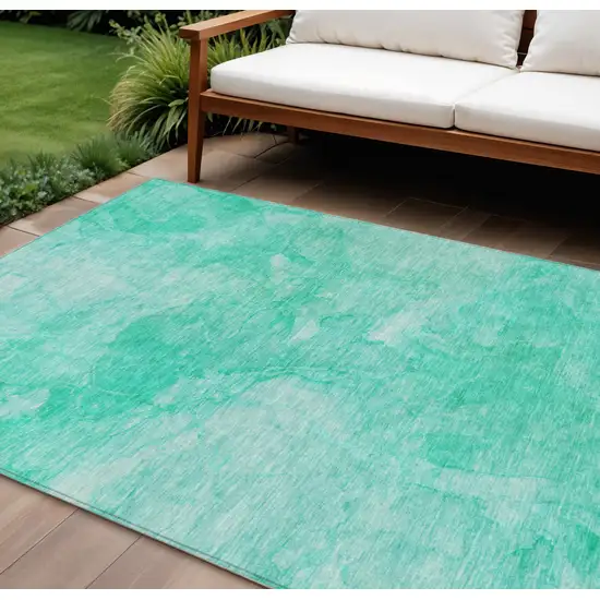 Teal Blue And Aqua Nautical Washable Indoor Outdoor Area Rug Photo 1