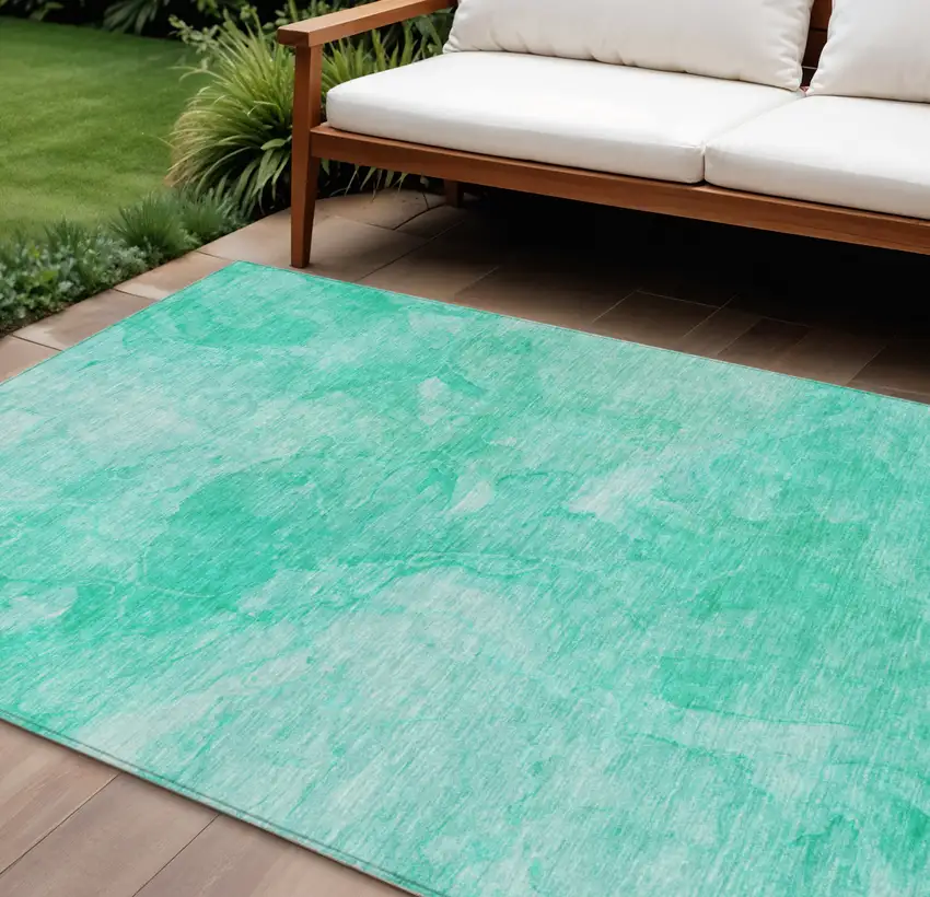 Teal Blue And Aqua Nautical Washable Indoor Outdoor Area Rug Photo 1