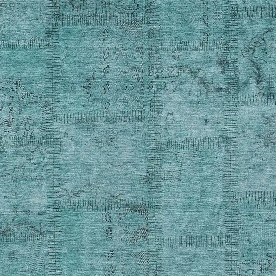 Teal Blue And Aqua Patchwork Washable Indoor Outdoor Area Rug Photo 4