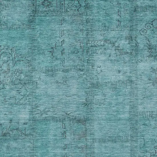 Teal Blue And Aqua Patchwork Washable Indoor Outdoor Area Rug Photo 5