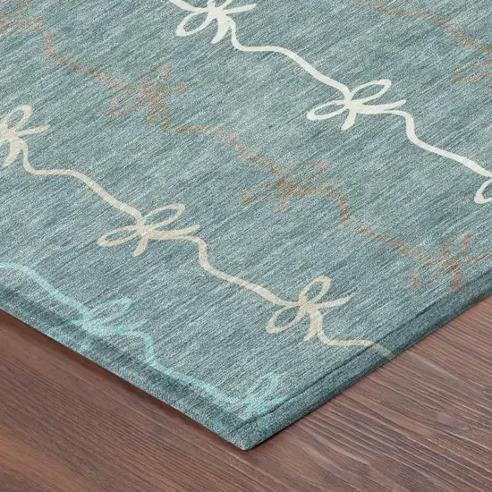 Teal Blue And Aqua Southwestern Washable Indoor Outdoor Area Rug Photo 4