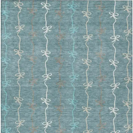 Teal Blue And Aqua Southwestern Washable Indoor Outdoor Area Rug Photo 3