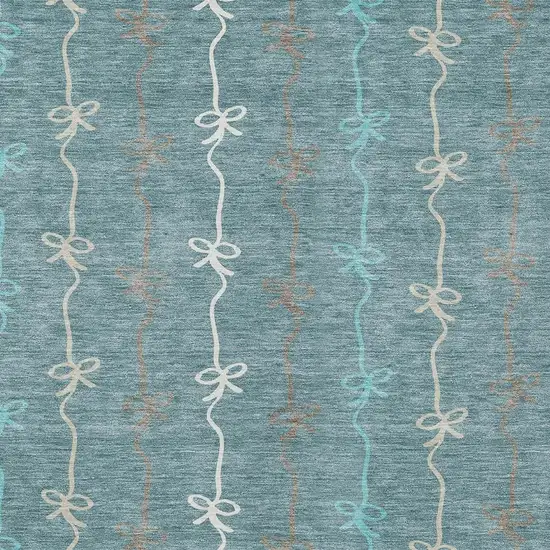 Teal Blue And Aqua Southwestern Washable Indoor Outdoor Area Rug Photo 2