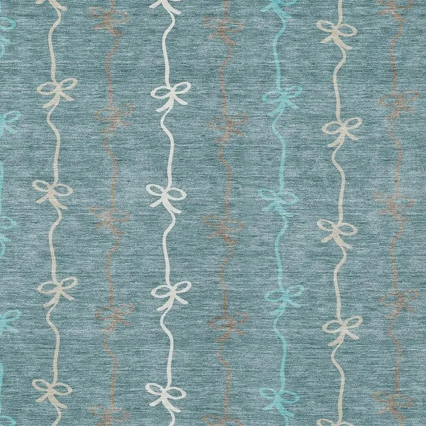 Teal Blue And Aqua Southwestern Washable Indoor Outdoor Area Rug Photo 2